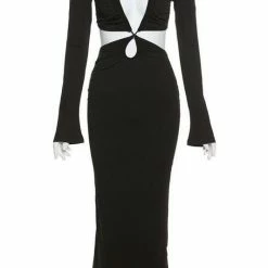Jessica Bara Zena Long Sleeve Cut Out Maxi Dress