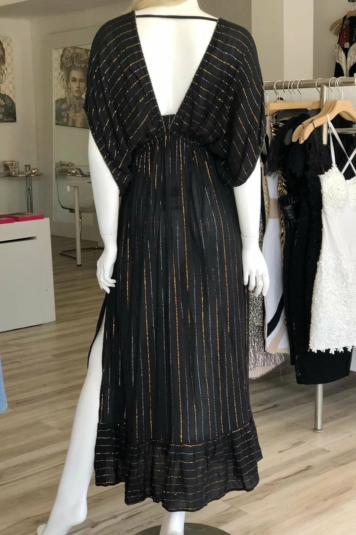 Summer Lovin' America And Beyond Metallic Striped Kimono