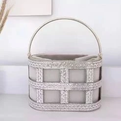 Jessica Bara Adina Rhinestone Bucket Clutch