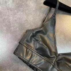 Jessica Bara Gloria Faux Leather Crop Top