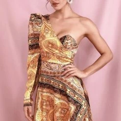 Summer Lovin' Jessica Bara Genesis One Shoulder Printed Mini Dress