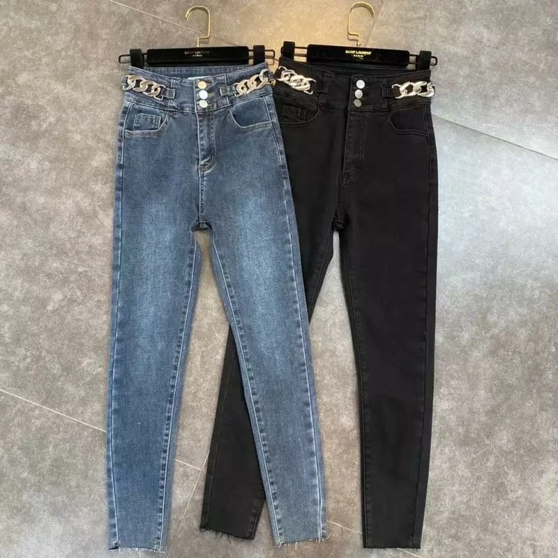 Jessica Bara Leah High Waisted Chain Belt Skinny Jeans