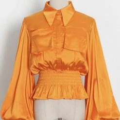 Reve Doll Essentials Jessica Bara Kris Long Sleeve Silk Blouse