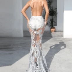 Jessica Bara Jessica Mesh Embroidered Maxi Dress Best Sellers