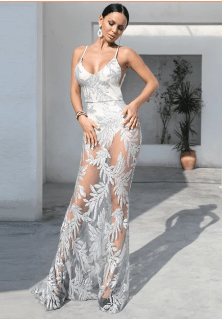 Jessica Bara Jessica Mesh Embroidered Maxi Dress Best Sellers