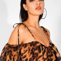 Jessica Bara Naeem Off Shoulder Leopard Playsuit Influencer Style