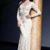 Baccio Couture Baccio Letty Painted Lace Long Dress Dresses
