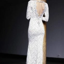 Baccio Couture Baccio Letty Painted Lace Long Dress Dresses