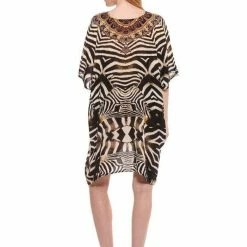 Shahida Parides Blue 4 Way Zebra Print Short Kaftan Dresses