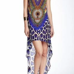 Summer Lovin' Shahida Parides Leopard Cami Hi-Low Blue Dress