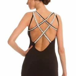Vie Sauvage Black Dress With Crystal Straps Birthday Suit