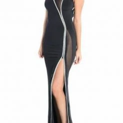 Vie Sauvage Claire Open Back Crystals Slit Long Dress The Event Shop