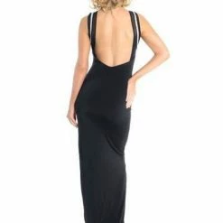 Vie Sauvage Claire Open Back Crystals Slit Long Dress The Event Shop