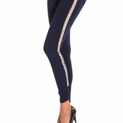 Vie Sauvage Crystal Embellished Side Leggings