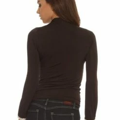 Vie Sauvage Jessica Long Sleeve Top With Crystals Tops