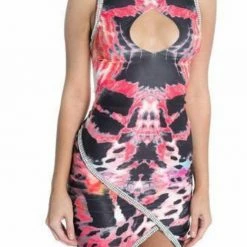 Vie Sauvage Jessica Open Back Printed Mini Dress Birthday Suit