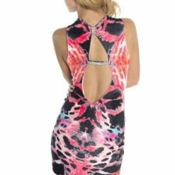 Vie Sauvage Jessica Open Back Printed Mini Dress Birthday Suit