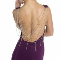 Vie Sauvage Leah Open Back Silver Chain Embellished Dress