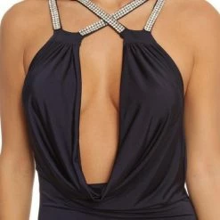 Birthday Suit Vie Sauvage Madison Cowl Neck With Crystal And Chain Back Dress