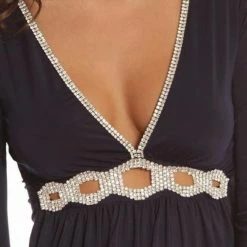 Tops Vie Sauvage Mariah Long Sleeve Crystallized Empire Waist Top