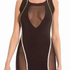 Vie Sauvage Mesh Mini Black Dress