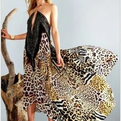 Shahida Parides 3 Way Leopard Print Long Dress