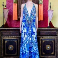 Shahida Parides Chinoserie Plunge Dress Dresses