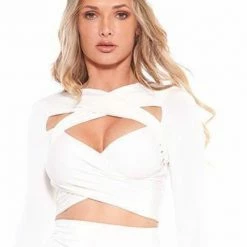 Vie Sauvage Cory Crop Top With Off The Shoulder Bands Influencer Style
