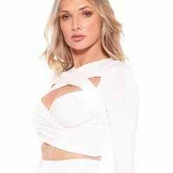 Vie Sauvage Cory Crop Top With Off The Shoulder Bands Influencer Style
