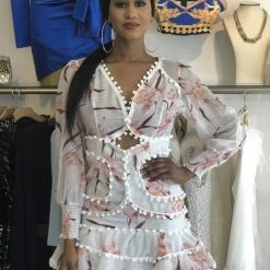 Jessica Bara Valentine Floral Dress With Pom Poms Tika Camaj